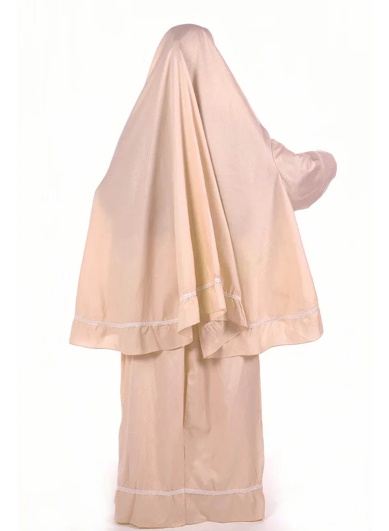 AL BENT AL SHARQIEH Cream Two pieces islamic prayer robe dress set with sleeve for Women | Best Price UAE